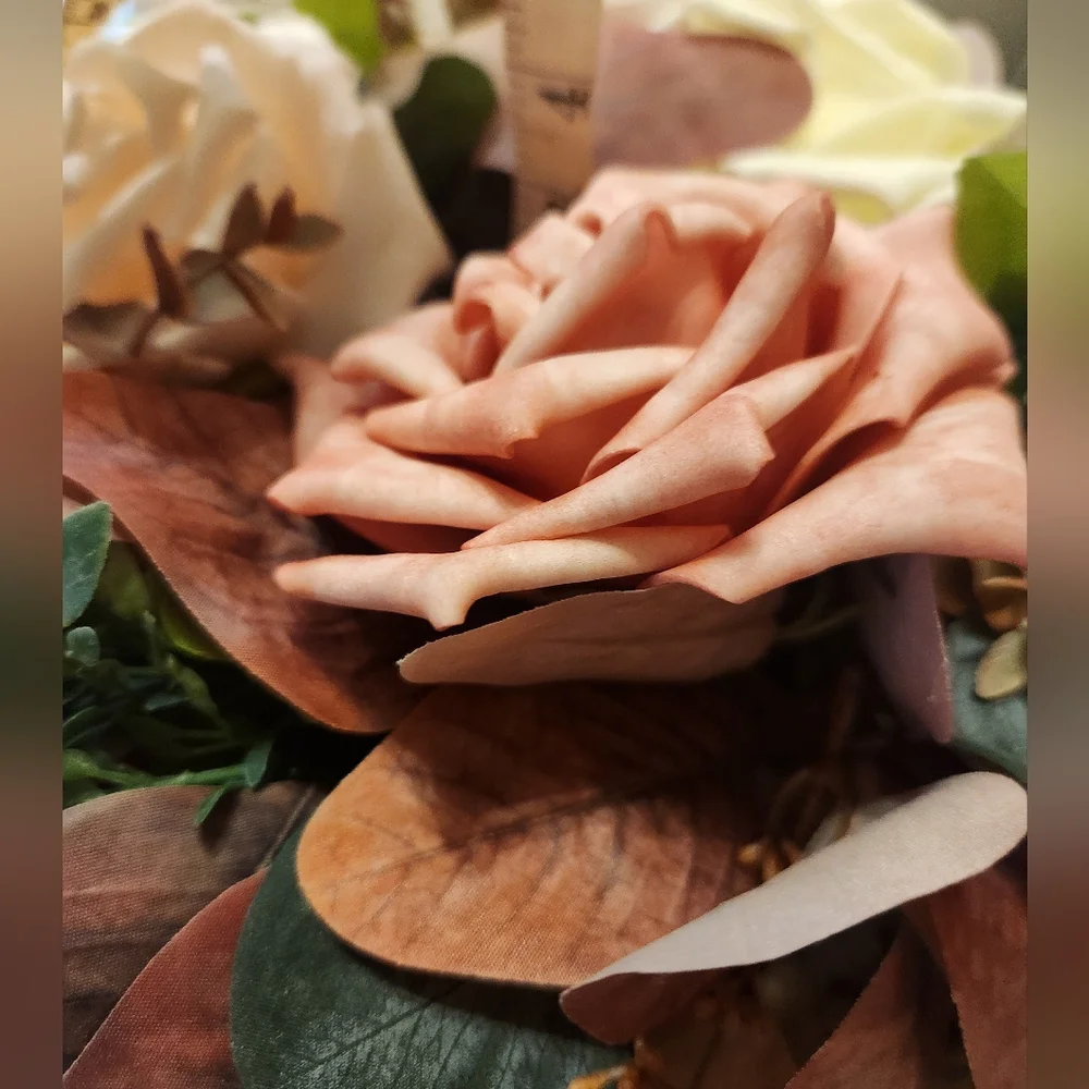 Ling’s Flowers Vase Arrangement Centerpiece Dusty Rose Cream Wedding Baby Shower